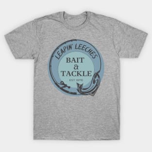 Leapin' Leeches Bait & Tackle Fishing Logo T-Shirt